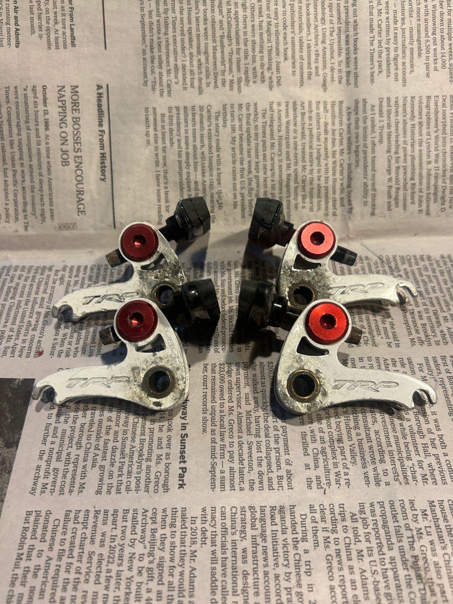 White/Red TRP EUROX Magnesium Canti Brake Calipers