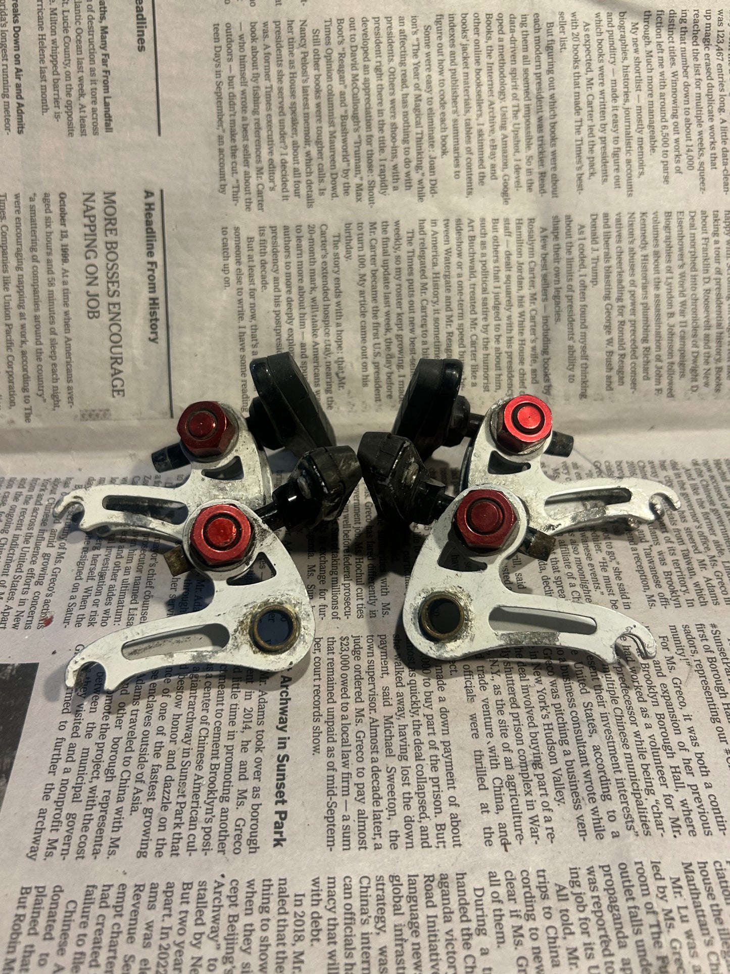 White/Red TRP EUROX Magnesium Canti Brake Calipers